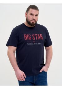 Big-Star - Koszulka męska o klasycznym kroju Bruno 403. Okazja: na co dzień. Kolor: niebieski. Materiał: tkanina, jeans, denim. Wzór: napisy, aplikacja, nadruk. Styl: klasyczny #8