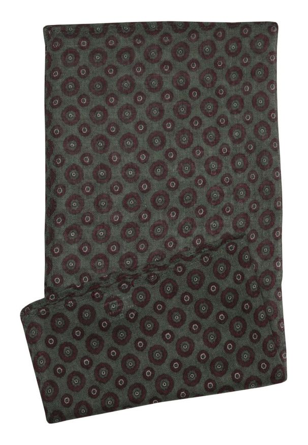 Chattier - Poszetka Szaro-Bordowa w Kółka, Koła, Okręgi, Męska, Cienka, Delikatna, Elegancka -CHATTIER. Kolor: czerwony. Materiał: poliester