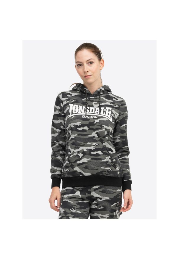 Bluza damska z kapturem Lonsdale Clough. Typ kołnierza: kaptur. Kolor: szary, wielokolorowy, brązowy, zielony