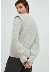 Bruuns Bazaar kardigan wełniany damski kolor szary lekki. Okazja: na co dzień. Kolor: szary. Materiał: wełna. Długość rękawa: długi rękaw. Długość: długie. Styl: casual #2
