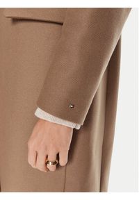 TOMMY HILFIGER - Tommy Hilfiger Płaszcz wełniany WW0WW42738 Brązowy Regular Fit. Kolor: brązowy. Materiał: wełna #3