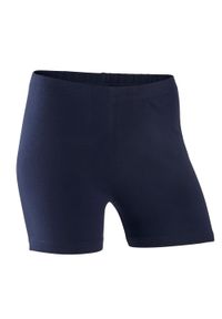 DOMYOS - Spodenki dziecięce Domyos 100. Okazja: na uczelnię. Kolor: niebieski. Materiał: materiał, elastan, bawełna. Styl: sportowy. Sport: joga i pilates #1