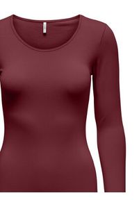 only - ONLY Bluzka Live Love 15204712 Bordowy Stretch Fit. Kolor: czerwony. Materiał: bawełna