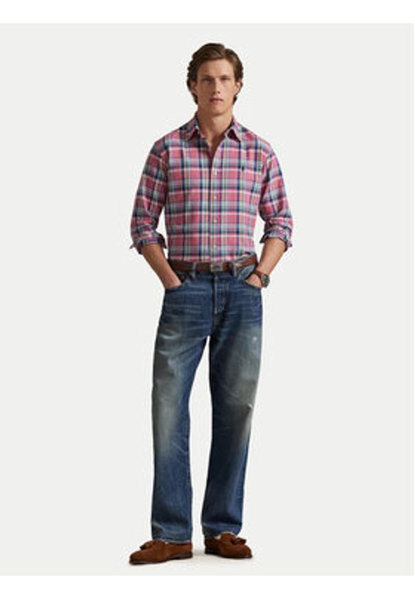 Polo Ralph Lauren Koszula 710922273006 Różowy Custom Fit. Typ kołnierza: polo. Kolor: różowy. Materiał: bawełna