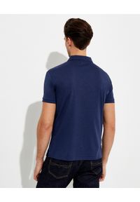 Ralph Lauren - RALPH LAUREN - Niebieska koszulka polo Slim Fit z kolorowym logo. Typ kołnierza: polo. Kolor: niebieski. Materiał: jeans, bawełna. Wzór: kolorowy #6