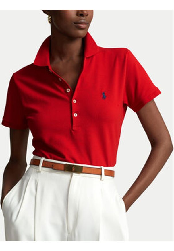 Polo Ralph Lauren Polo 211870245004 Czerwony Slim Fit. Typ kołnierza: polo. Kolor: czerwony. Materiał: bawełna