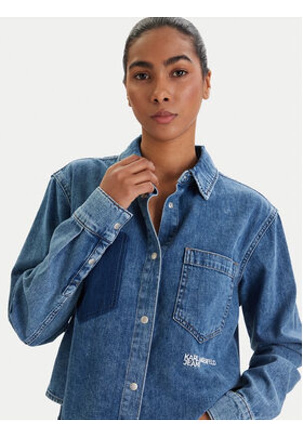 Karl Lagerfeld Jeans Koszula jeansowa B1W11021 Niebieski Regular Fit. Kolor: niebieski. Materiał: bawełna