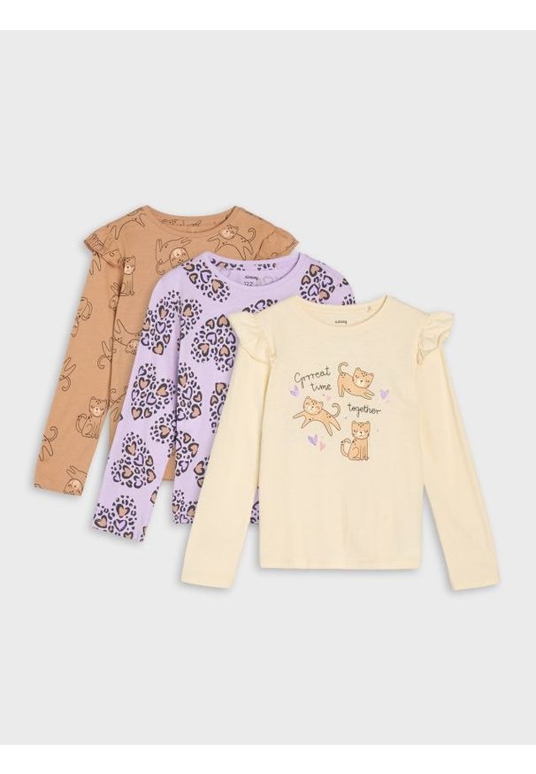 Sinsay - Bawełniana koszulka z nadrukiem 3 pack - wielobarwny. Materiał: bawełna. Wzór: nadruk