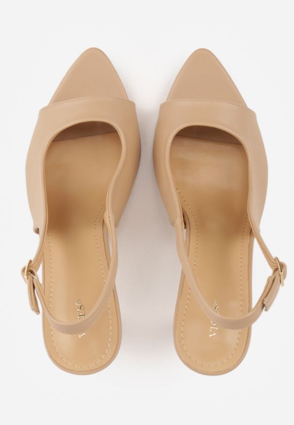 Born2be - Ciemnobeżowe Sandały VICES na Szpilce z Odkrytym Noskiem i Piętą Olopis. Okazja: na co dzień, na ślub cywilny, na wesele. Zapięcie: pasek. Kolor: beżowy. Materiał: jeans. Obcas: na szpilce. Styl: casual, elegancki, klasyczny, wizytowy