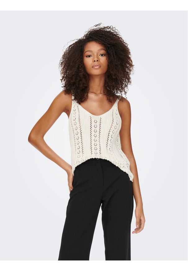 only - ONLY Top Lyzet 15277573 Écru Regular Fit. Materiał: bawełna, syntetyk