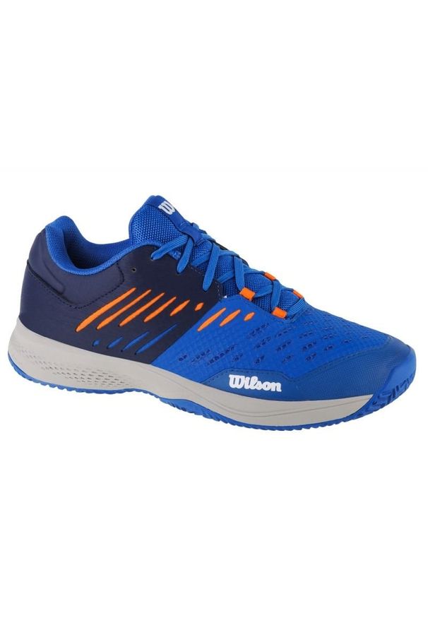 Buty do tenisa Wilson Kaos Comp 3.0 M WRS328750 niebieskie. Zapięcie: sznurówki. Kolor: niebieski. Materiał: syntetyk, guma. Szerokość cholewki: normalna. Sport: tenis