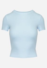 Born2be - Jasnoniebieski Bawełniany T-shirt Elastyczny Lireanne. Kolor: niebieski. Materiał: bawełna #5