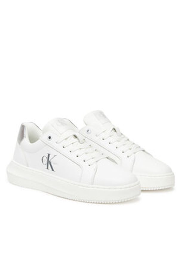 Calvin Klein Jeans Sneakersy Chunky Cupsole Lth Silver YW0YW01876 Biały. Kolor: biały. Materiał: skóra