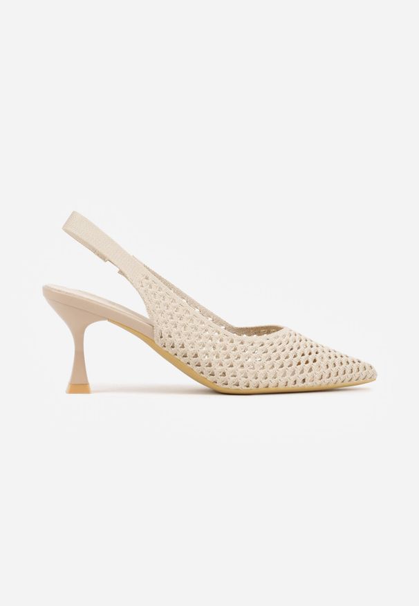 Born2be - Ciemnobeżowe Szpilki Eleganckie z Ażurową Cholewką Amiphe. Okazja: na co dzień, na spotkanie biznesowe, do pracy. Kolor: beżowy. Szerokość cholewki: normalna. Wzór: ażurowy. Obcas: na szpilce. Styl: elegancki