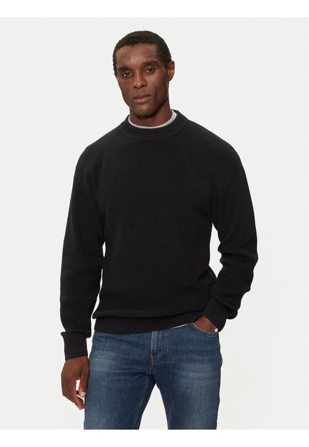 Jack & Jones Sweter 12260041 Czarny Relaxed Fit. Kolor: czarny. Materiał: bawełna