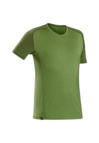 FORCLAZ - Koszulka trekkingowa męska Forclaz TREK 500 MERINO. Kolor: zielony. Materiał: poliamid, materiał, wełna