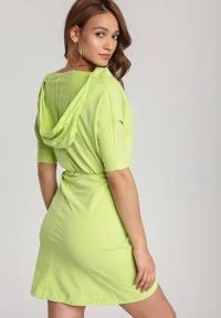 Renee - Limonkowa Sukienka Aquaneh. Typ sukienki: proste, dopasowane. Długość: mini #2