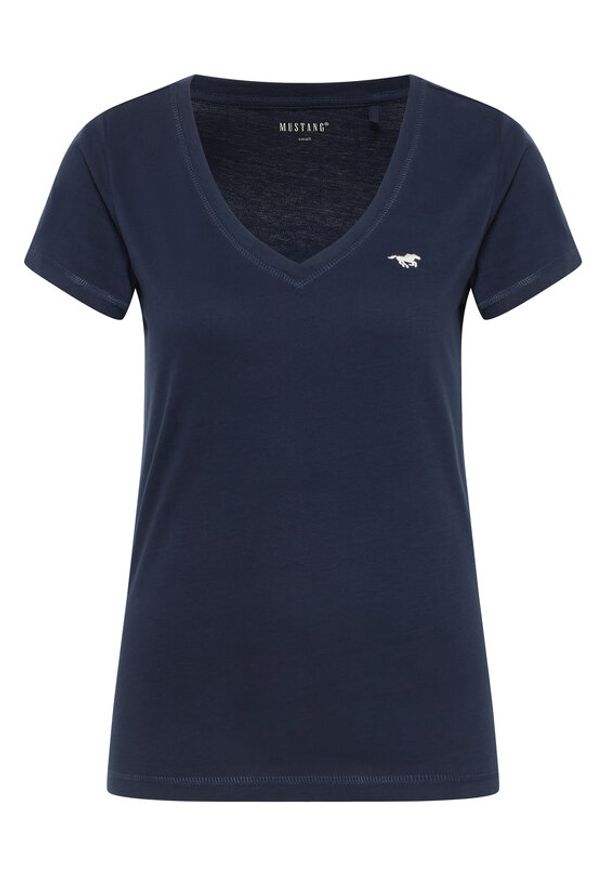 Mustang T-Shirt Beverly 1016517 Granatowy Slim Fit. Kolor: niebieski. Materiał: bawełna