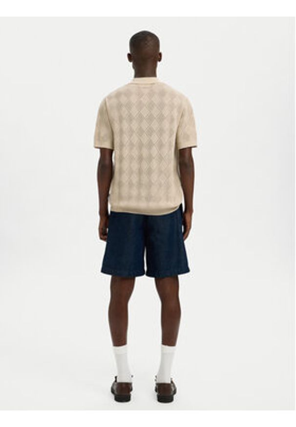 Selected Homme Koszula 16097564 Beżowy Regular Fit. Kolor: beżowy. Materiał: bawełna