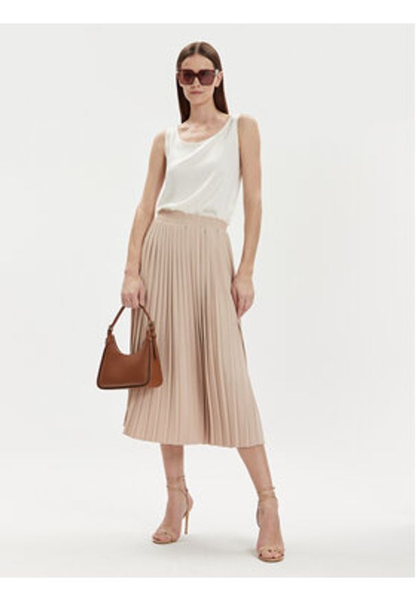 Kontatto Spódnica plisowana NO222C Beżowy Regular Fit. Kolor: beżowy. Materiał: syntetyk