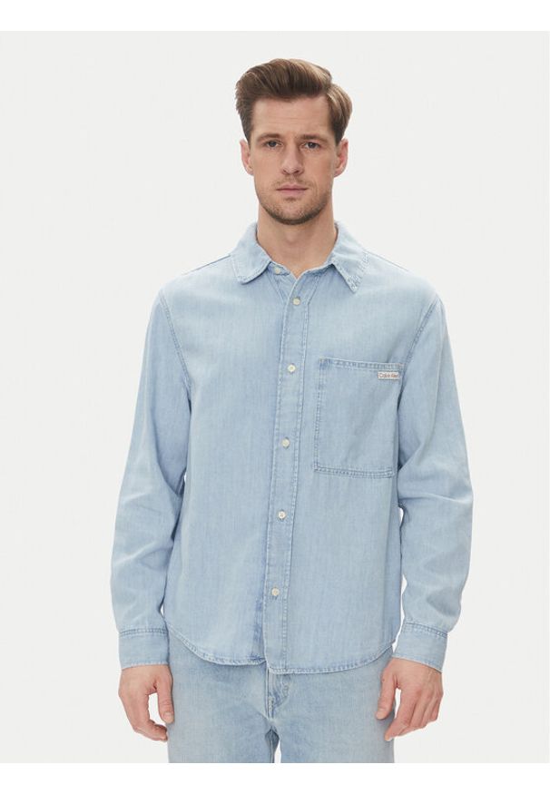 Calvin Klein Jeans Koszula jeansowa J30J327508 Niebieski Regular Fit. Kolor: niebieski. Materiał: bawełna