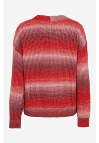 Freequent - Sweter Cool. Kolor: czerwony. Materiał: dzianina. Długość rękawa: długi rękaw. Długość: długie. Wzór: melanż