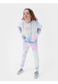 4F JUNIOR - Spodnie dresowe joggery dziewczęce. Okazja: na co dzień. Kolor: wielokolorowy. Materiał: dresówka. Styl: casual