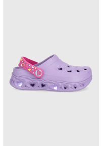 skechers - Skechers klapki dziecięce Foamies kolor fioletowy. Nosek buta: okrągły. Kolor: fioletowy. Materiał: guma