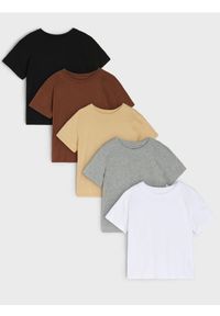 Sinsay - Bawełniana koszulka 5 pack - biały. Kolor: biały. Materiał: bawełna