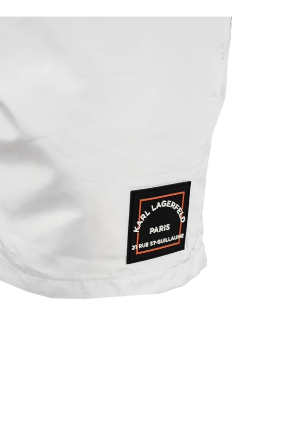 Karl Lagerfeld Kąpielówki "Basic" | KL22MBM01 | Basic | Mężczyzna | Biały. Kolor: biały. Materiał: poliester. Wzór: aplikacja