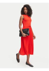 TOMMY HILFIGER - Tommy Hilfiger Sukienka codzienna WW0WW49312 Czerwony Regular Fit. Okazja: na co dzień. Kolor: czerwony. Materiał: syntetyk. Typ sukienki: proste. Styl: casual #5