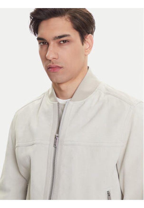 BOSS Kurtka skórzana Johice 50543505 Beżowy Regular Fit. Kolor: beżowy. Materiał: skóra