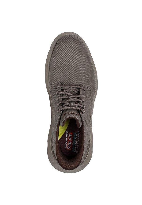 skechers - Buty sportowe męskie Skechers Garza Clive. Kolor: brązowy. Materiał: tkanina, materiał