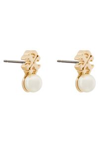 Tory Burch Kolczyki LOGO AND PEARL STUD EARRINGS 184421 Złoty. Materiał: ze stali, ze stali nierdzewnej. Kolor: złoty #3