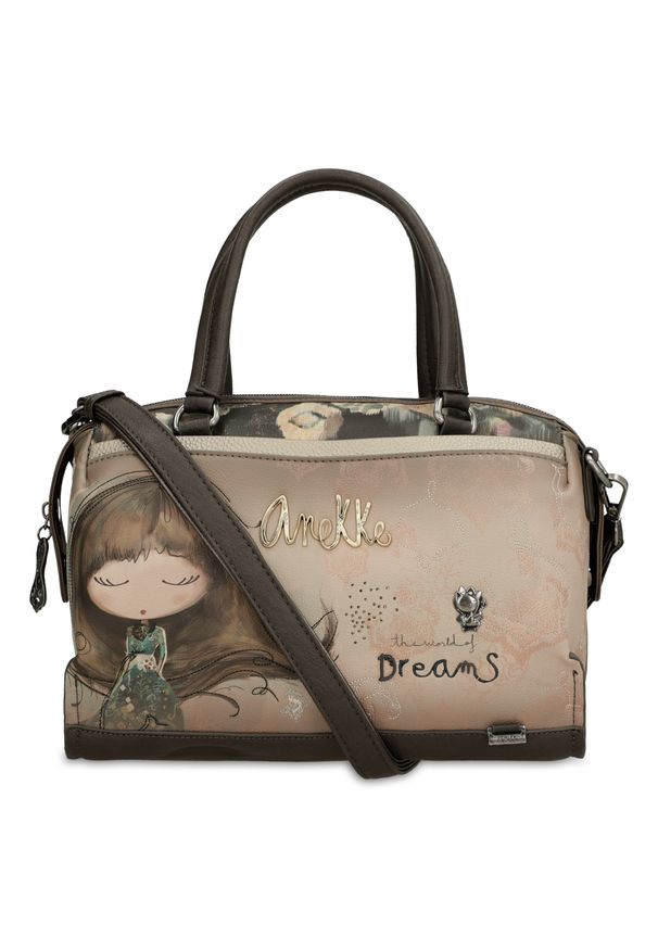 Brązowa Torebka Anekke Stylowy Kuferek Damski. Kolor: brązowy. Wzór: aplikacja, motyw z bajki, haft. Dodatki: z haftem, z aplikacjami. Styl: elegancki. Rodzaj torebki: na ramię