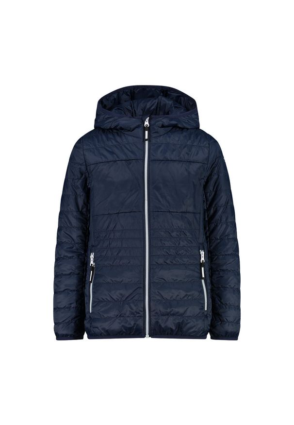 Kurtka z kapturem dla dziewczynki CMP. Typ kołnierza: kaptur. Kolor: niebieski. Materiał: puch. Sport: turystyka piesza