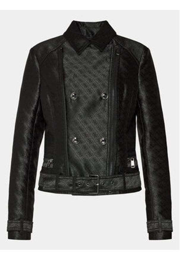 Guess Kurtka z imitacji skóry Olivia Moto Jacket W3YL25 WFIR2 Czarny Regular Fit. Kolor: czarny. Materiał: syntetyk