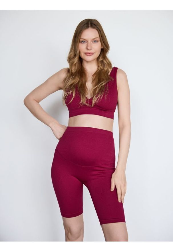 Reserved - Sportowe kolarki - bordowy. Kolor: czerwony. Materiał: tkanina. Styl: sportowy