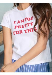 Sinsay - Bawełniana koszulka I AM TOO PRETTY FOR THIS - biały. Kolor: biały. Materiał: bawełna #1