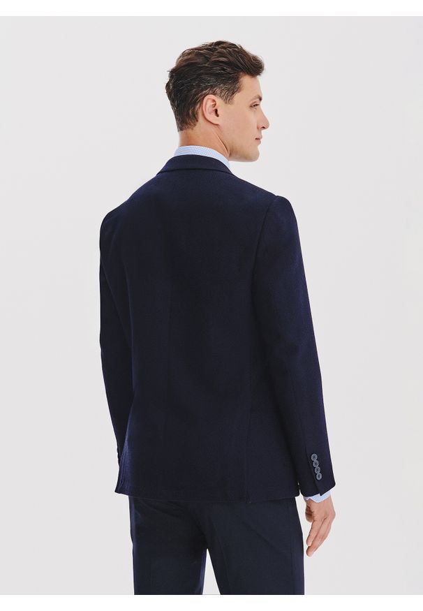 Pako Lorente - PAKO LORENTE - Granatowa marynarka męska z wełny. Kolor: niebieski. Materiał: wełna. Sezon: jesień
