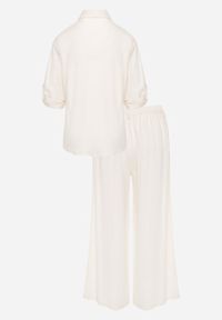 Born2be - Beżowy Rustykalny Komplet z Bawełną z Ażurowym Wzorem Spodnie i Koszula Anael. Kolor: beżowy. Materiał: bawełna. Wzór: ażurowy #6