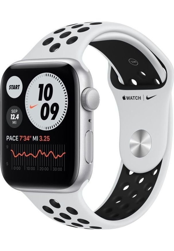 APPLE - Smartwatch Apple Watch SE Nike GPS 44mm Silver Alu Platinium Sport Biały (MYYH2FD/A). Rodzaj zegarka: smartwatch. Kolor: biały. Styl: sportowy