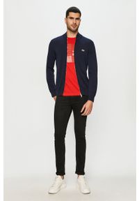 Lacoste - Kardigan AH1957. Okazja: na co dzień. Kolor: niebieski. Materiał: dzianina. Wzór: aplikacja. Styl: casual #4