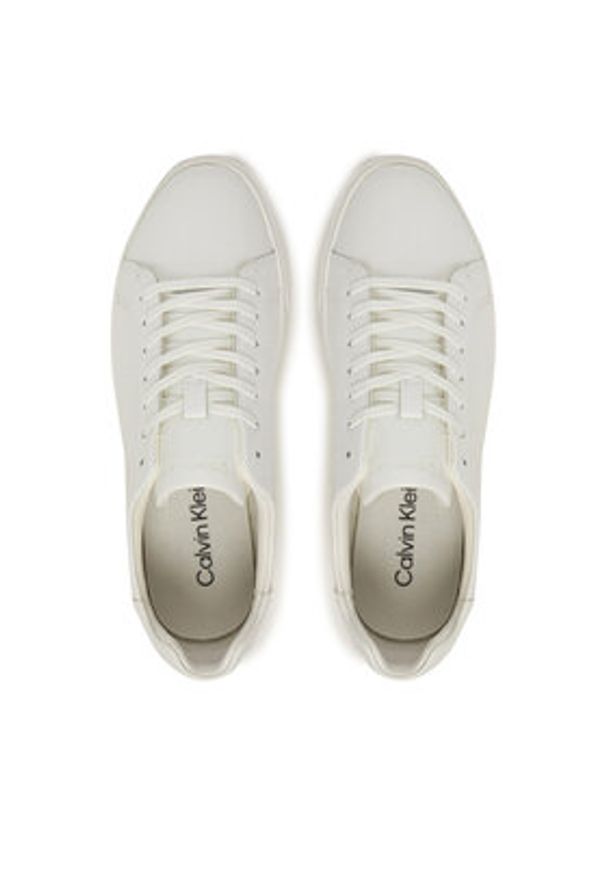 Calvin Klein Sneakersy Low Pro Cups Lace Up Lth Aop HW0HW02817 Biały. Kolor: biały. Materiał: skóra