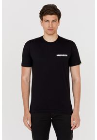 DSQUARED2 Czarny t-shirt męski cool fit. Kolor: czarny. Wzór: haft