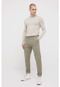 !SOLID - Solid spodnie męskie kolor zielony proste. Kolor: zielony. Materiał: tkanina, bawełna. Wzór: gładki #3