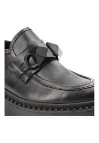 CheBello - Czarne Półbuty Chebello Modne Skórzane Mokasyny Damskie. Okazja: na co dzień, do pracy. Kolor: czarny. Materiał: skóra. Styl: casual, elegancki #5
