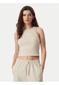 Adidas - adidas Top Kit Small Logo Rib Tank KS7834 Kremowy Slim Fit. Kolor: kremowy. Materiał: bawełna #1