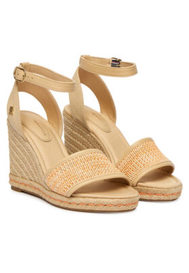 TOMMY HILFIGER - Tommy Hilfiger Espadryle High Wedge Espad FW0FW09471 Beżowy jasny. Kolor: beżowy. Materiał: syntetyk