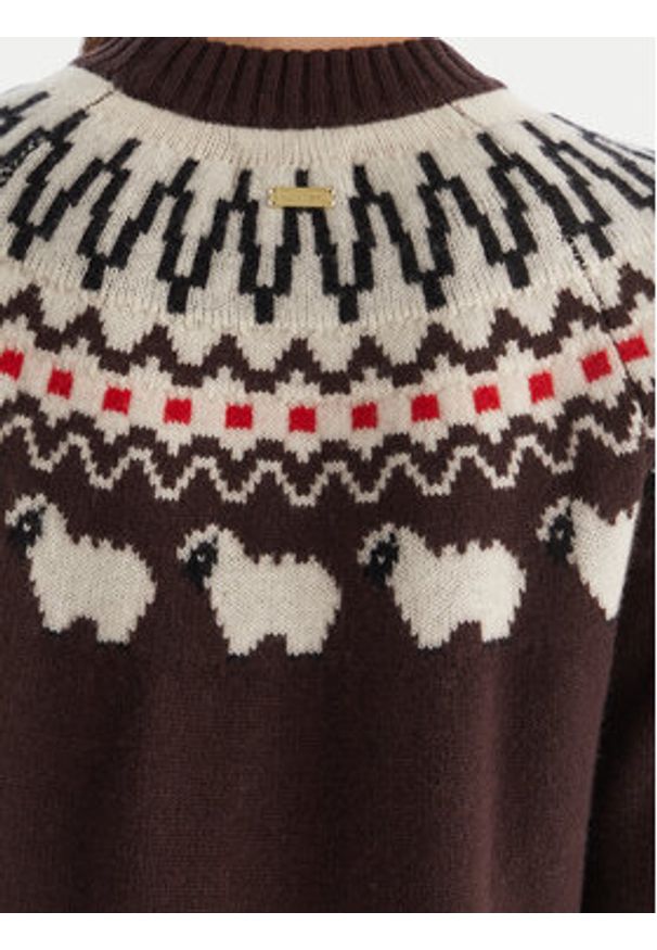 Hunter Sweter Ashie HARW0074251 Brązowy Regular Fit. Kolor: brązowy. Materiał: wełna